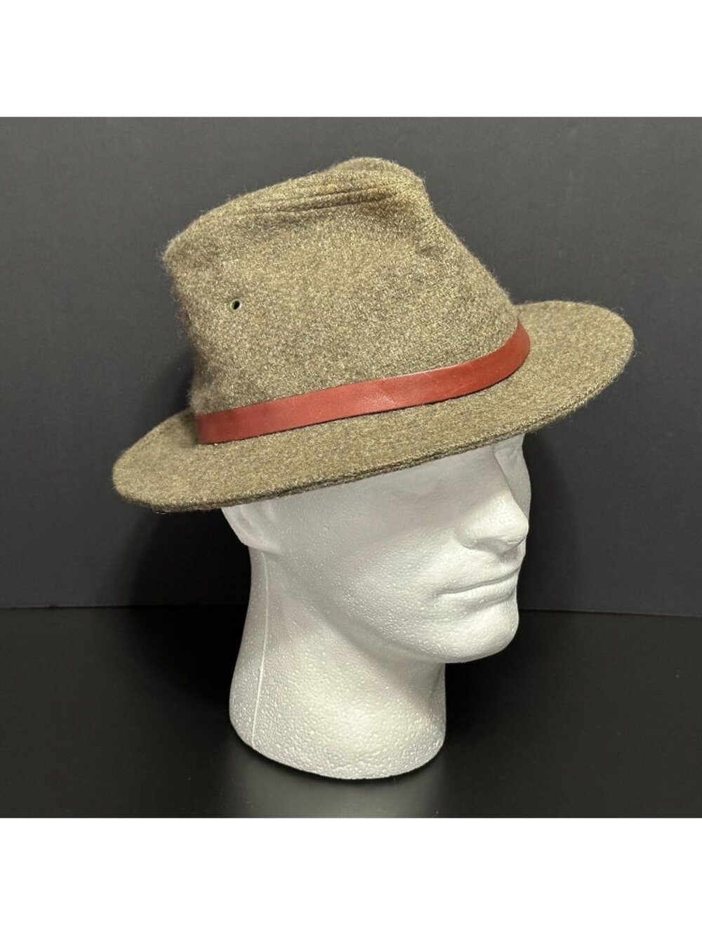 Vintage 80s NEW YORK HAT & CAP CO Wool Fedora Safari Hat Beige Medium Sz 7 USA